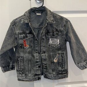 Zara Kids Black Jean Jacket with Patches